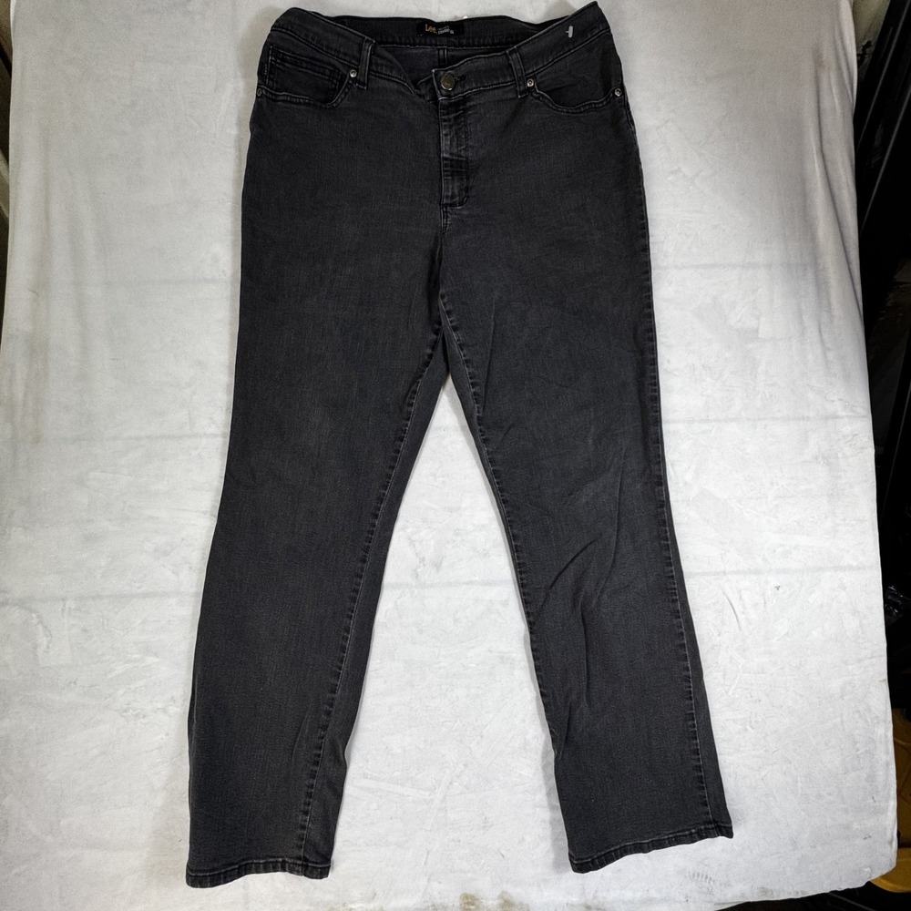 Lee‎ Womens Relaxed Fit Straight Leg Jeans Black Denim Stretch Pockets 14 Medium